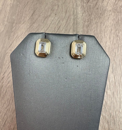 2 cttw triple bezel emerald studs