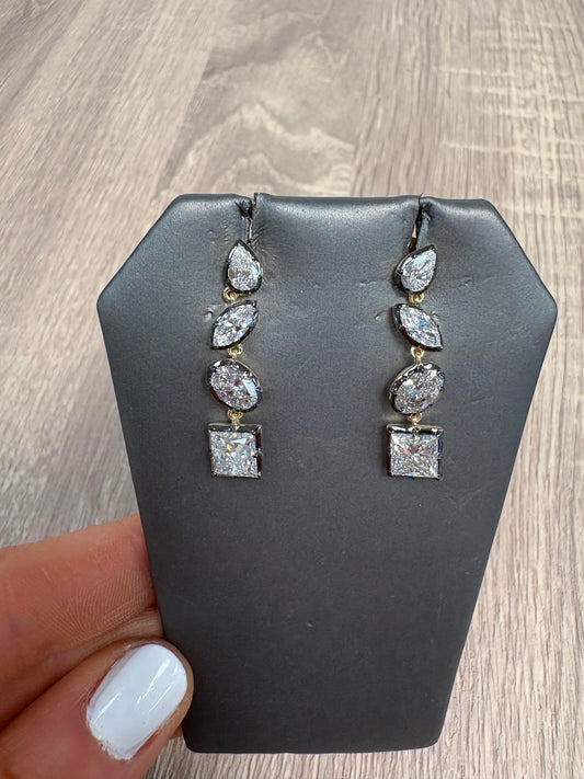 5.6 cttw Multi Shape Black Rhodium Set Drop Earrings