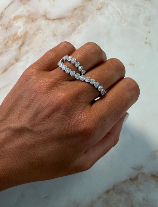 1.15 cttw natural diamond halo heart two finger ring