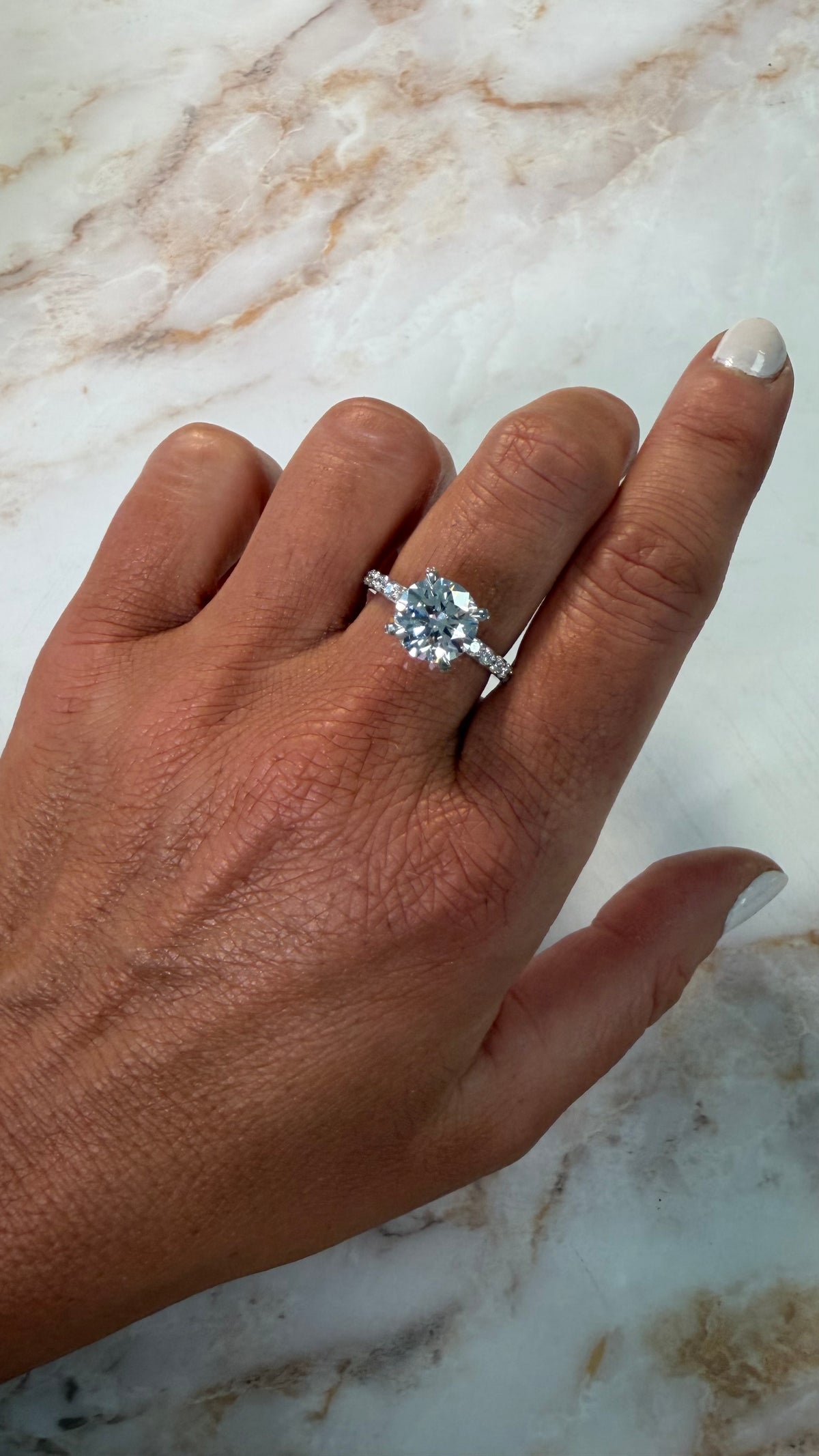 3.77 cttw round engagement ring with pave band