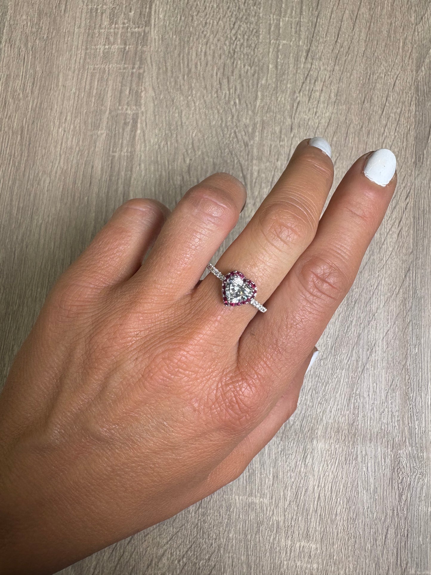 1.2 cttw Heart with Ruby Halo