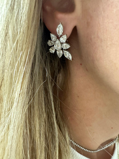 8 cttw Pear Cluster Earrings