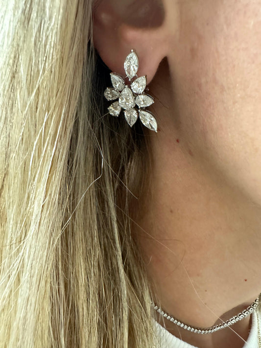 8 cttw Pear Cluster Earrings