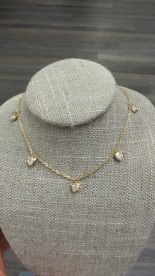 1 cttw hanging bezel heart necklace