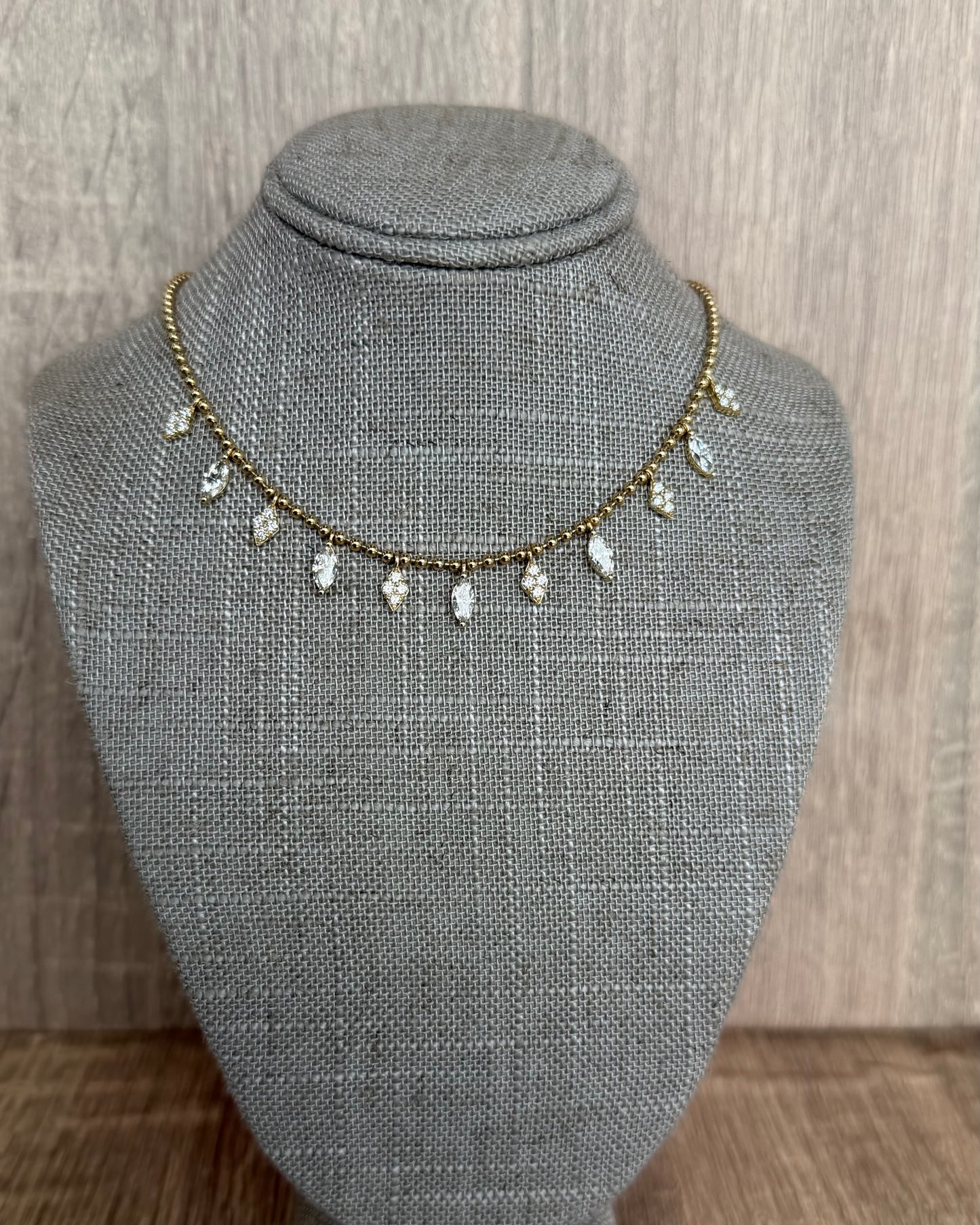 1.79 cttw marquis cluster/ full cut charm necklace on ball chain