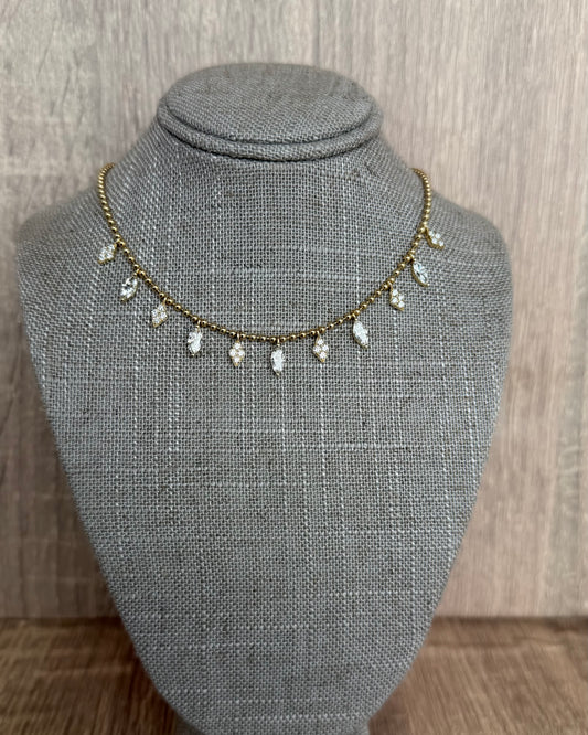 1.79 cttw marquis cluster/ full cut charm necklace on ball chain