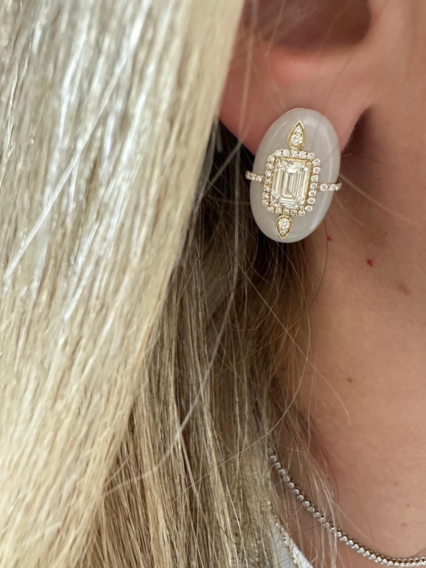 2 cttw Emerald Mother Of Pearl Studs