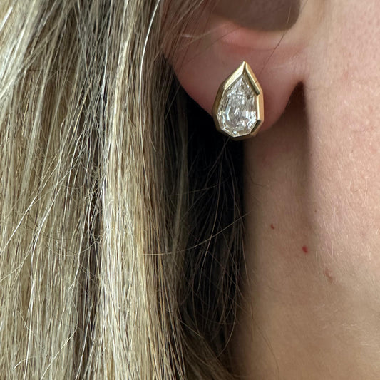 4 cttw Pear Bezel Step Cut Studs