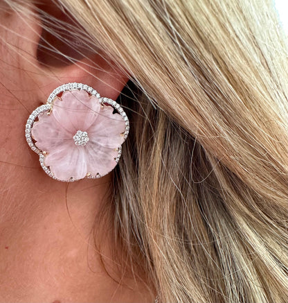 1.2 cttw natural diamond flower earrings