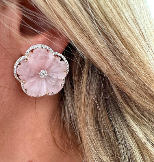 1.2 cttw natural diamond flower earrings
