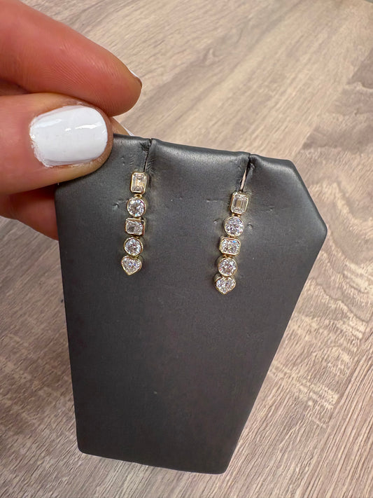 2 cttw Multi Shape Bezel Drop Earrings