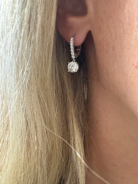 2.33 cttw Pave Hoops With Round Stone