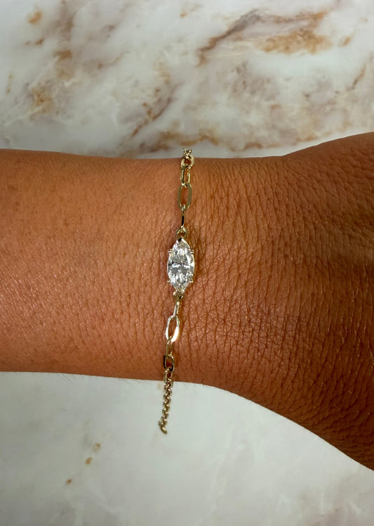 1 ct Marquis on halfway paperclip chain