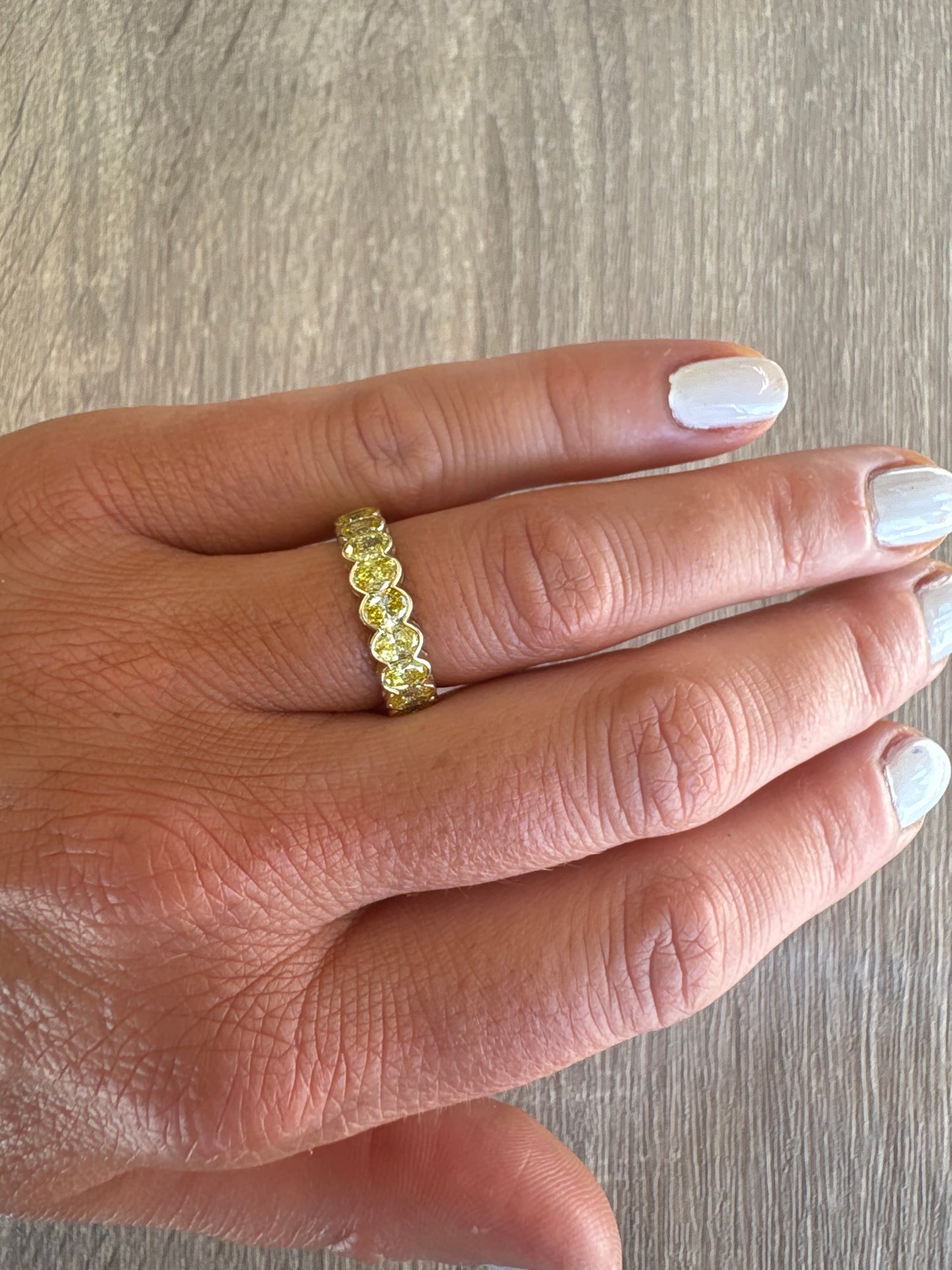 2 ct yellow diamond oval bezel eternity band