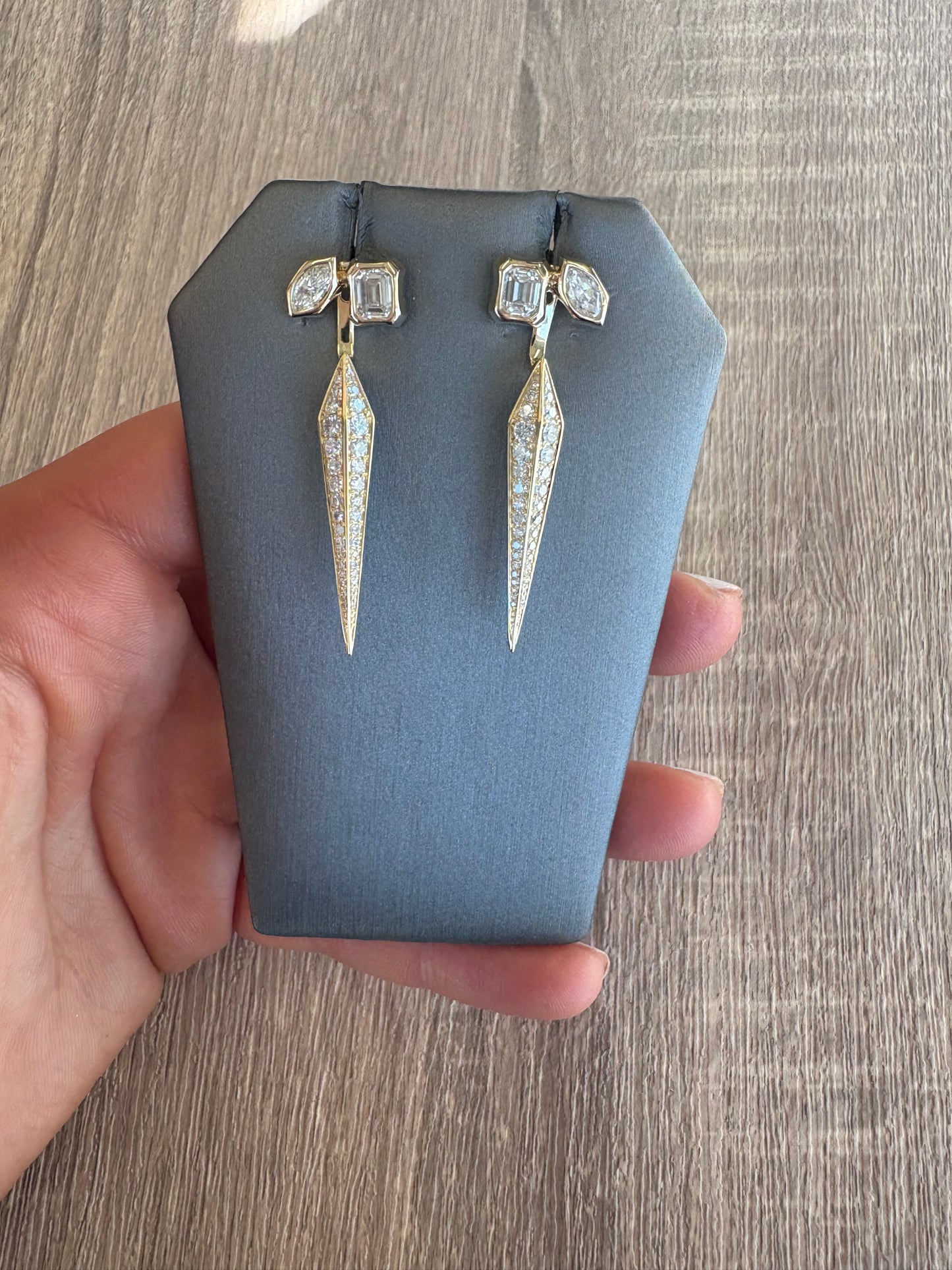 2.5 cttw emerald and marquis two stone stud with jacket
