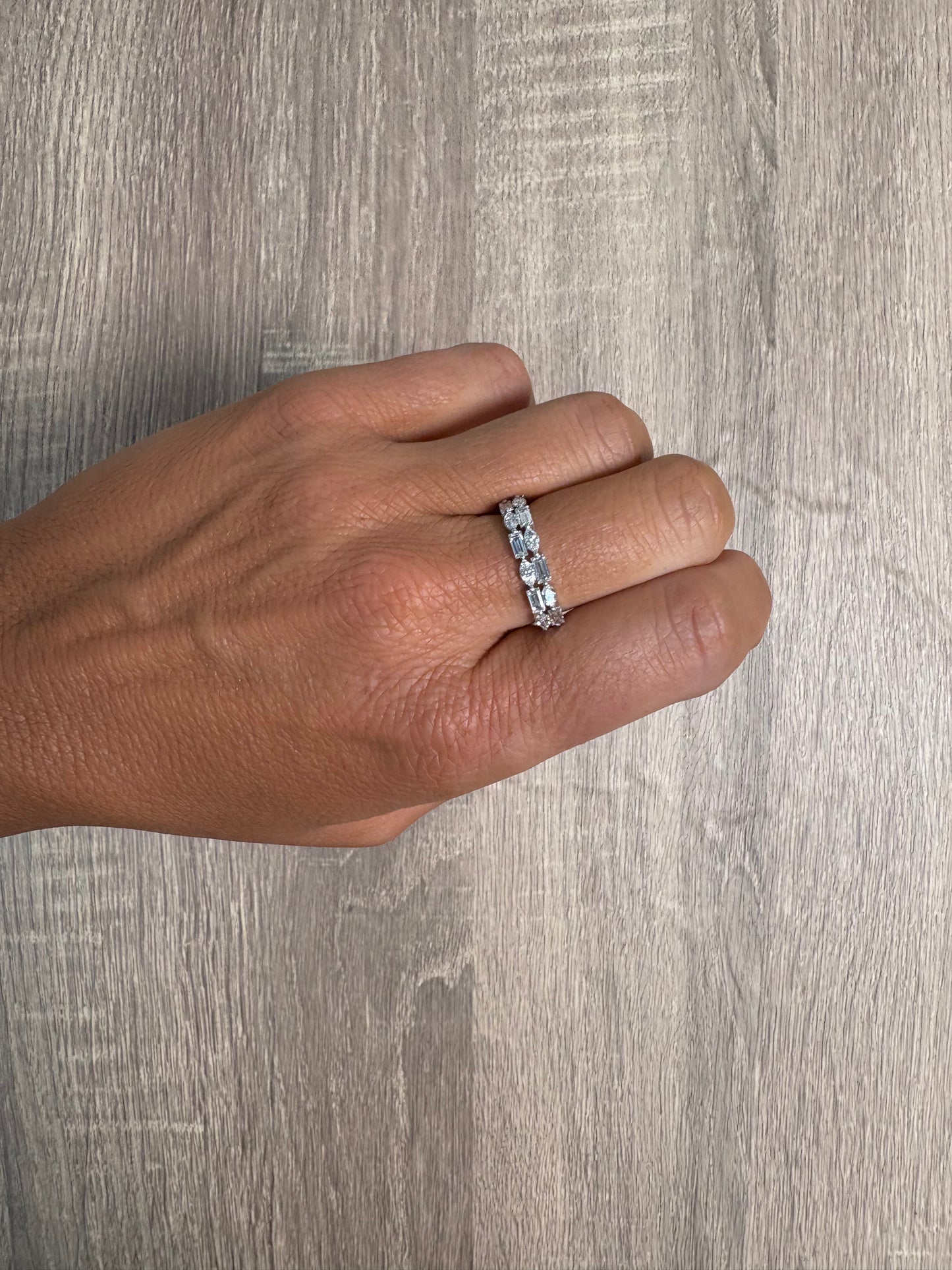 1.11 cttw 2 Row Baguette & Marquis Ring