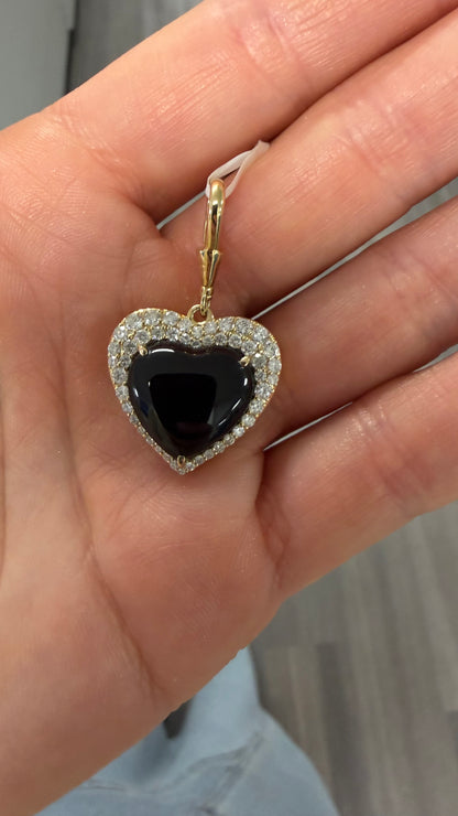 6.4 cttw black heart with halo charm (no chain)