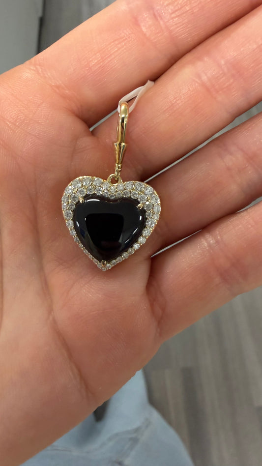 6.4 cttw black heart with halo charm (no chain)