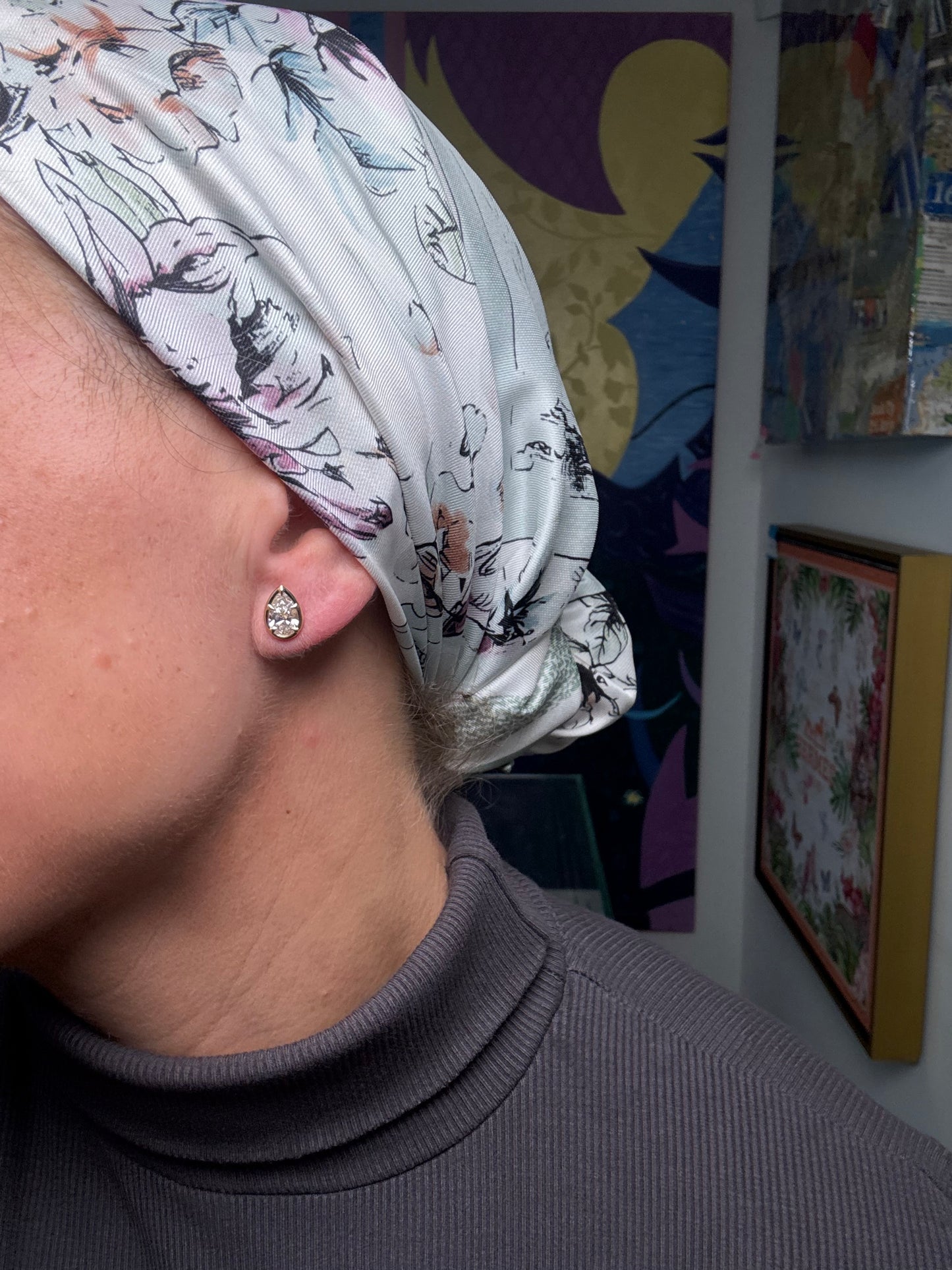 2 cttw pronged bezel pear studs