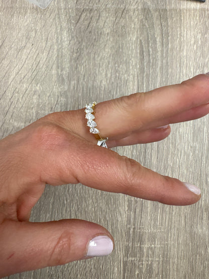 2.77 cttw slanted pears halfway yellow gold eternity band