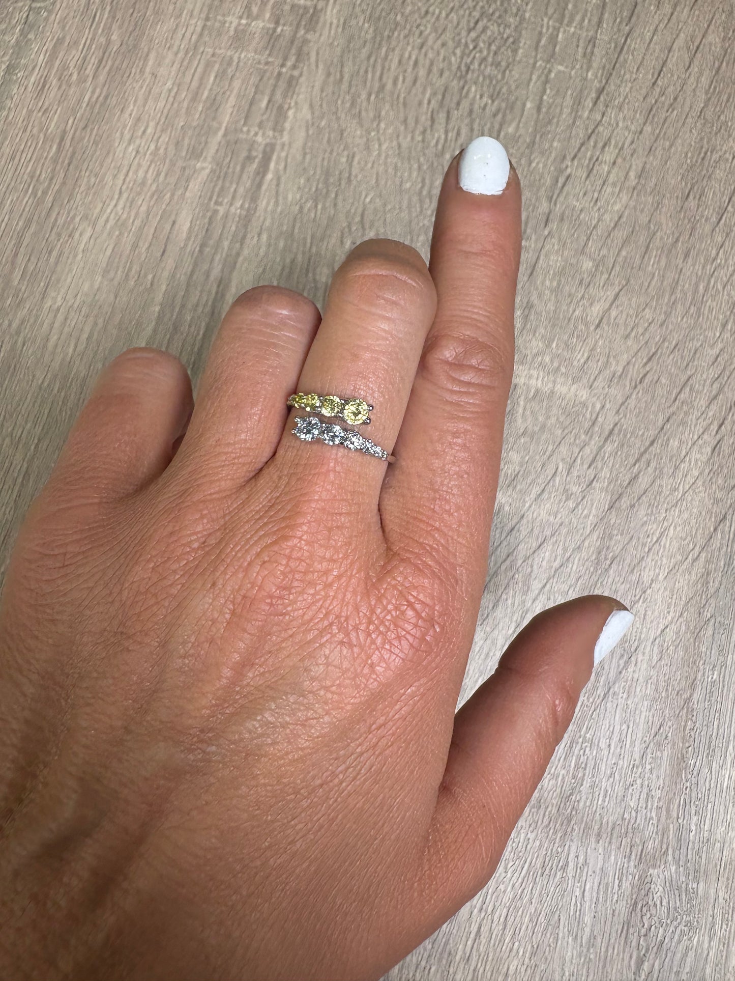 1 cttw Yellow Sapphire and White Wrap Ring