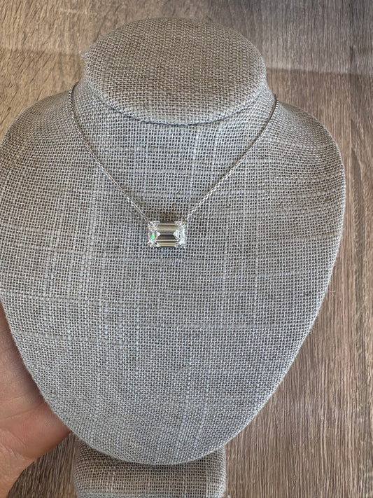 3 ct east west emerald solitaire necklace