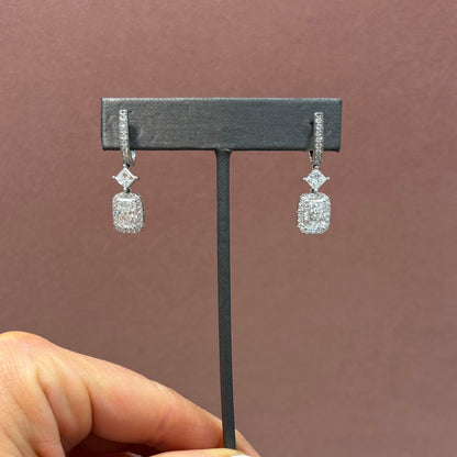 4.73 cttw Princess Cut With Pave Radiant Drop Earrings