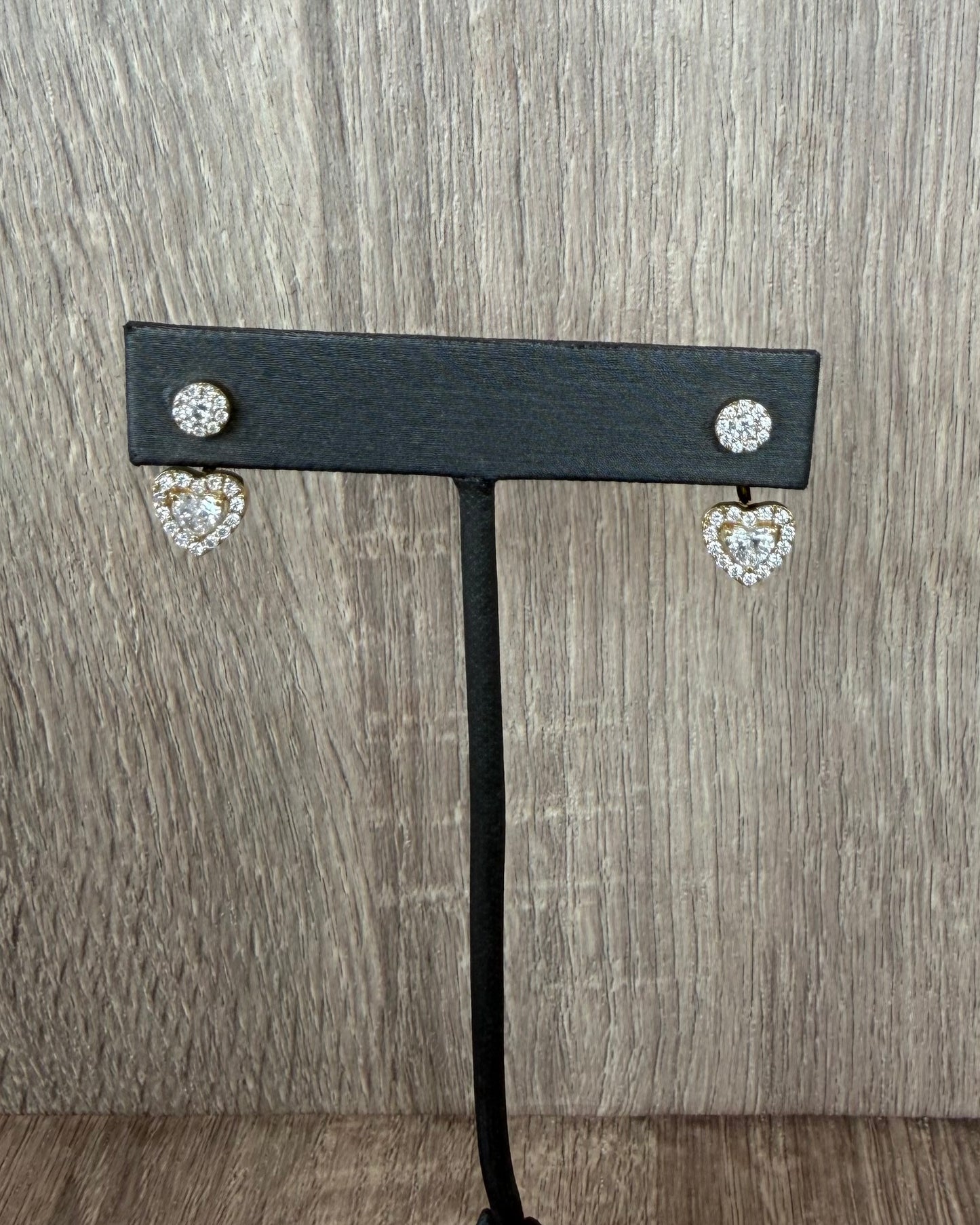 1.11 cttw yellow gold halo stud with halo heart jacket