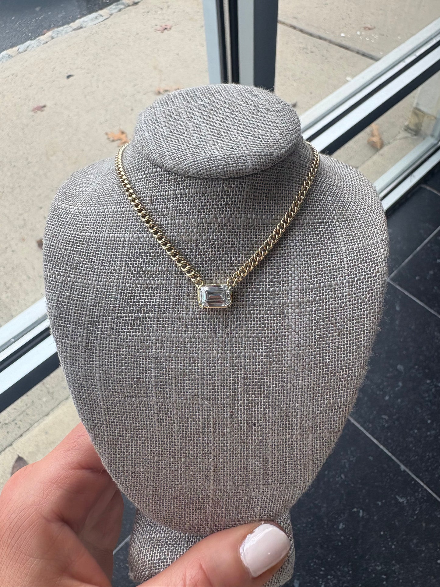 1.5 ct Emerald on Cuban Chain