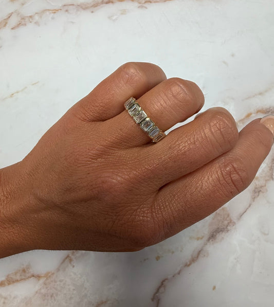 4.38 cttw bezel emerald eternity band