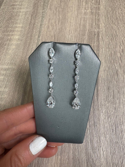 5.66 cttw Marquis & Round Tennis Earrings With Pear Drop