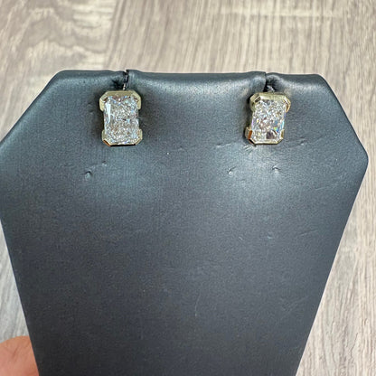 2.12 cttw Half Bezel Radiant Studs