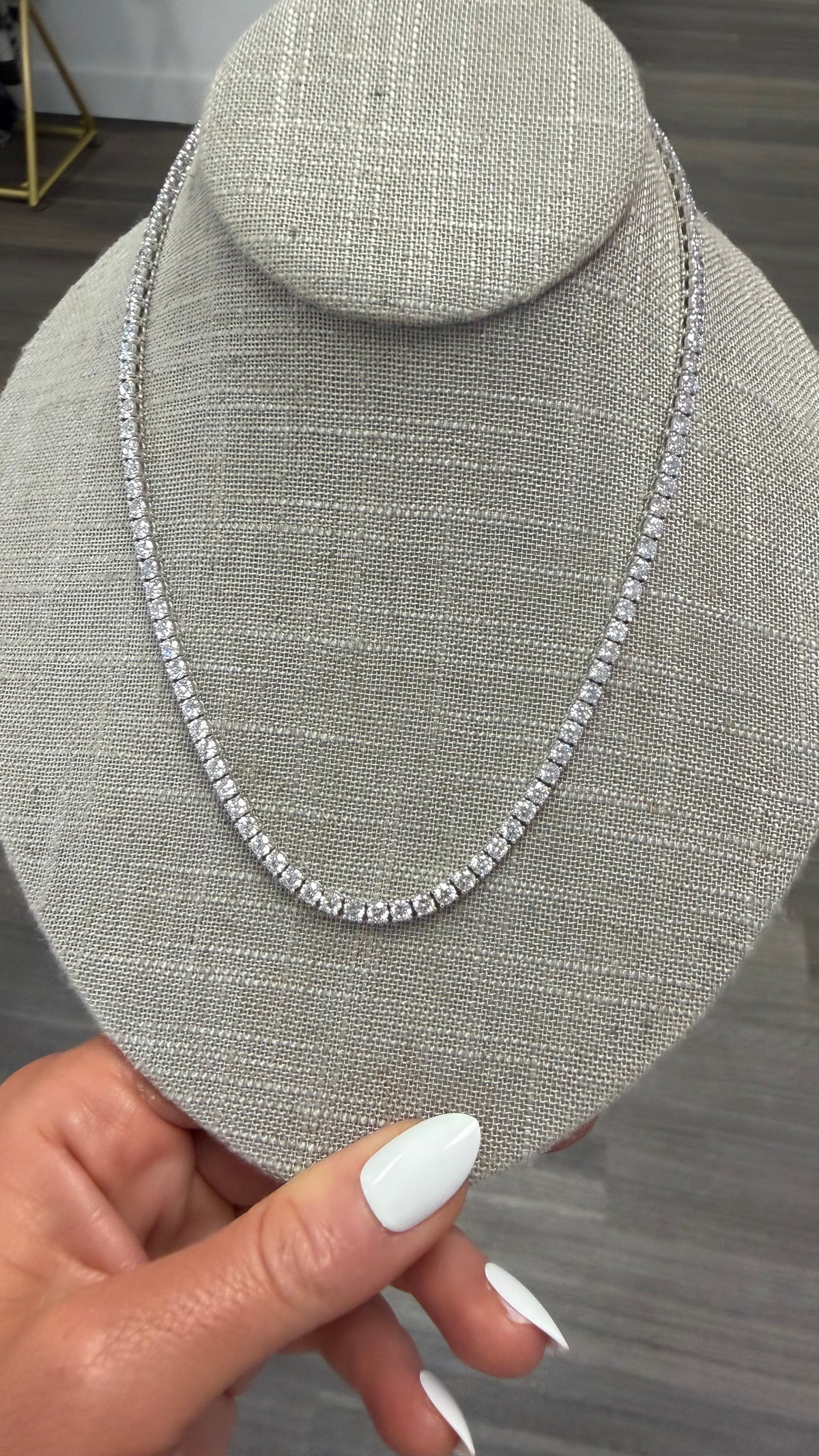 18.6 cttw straight 4 prong tennis necklace