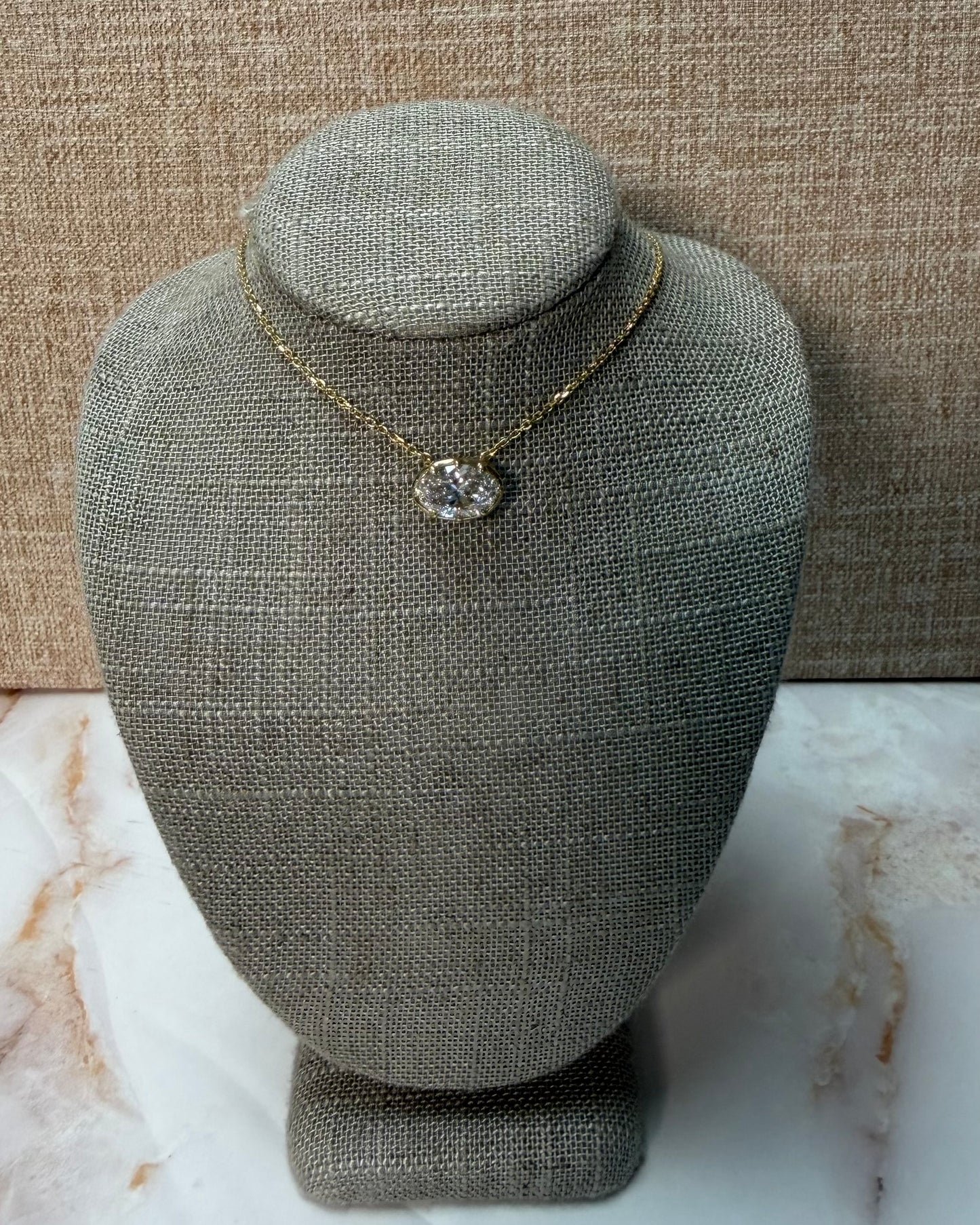 2 ct east west pronged oval necklace