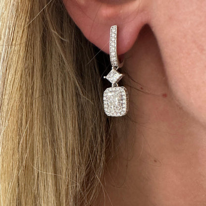 4.73 cttw Princess Cut With Pave Radiant Drop Earrings