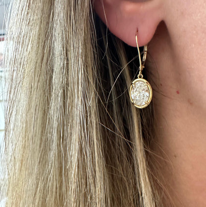 4 cttw Oval Bezel Drop Earrings