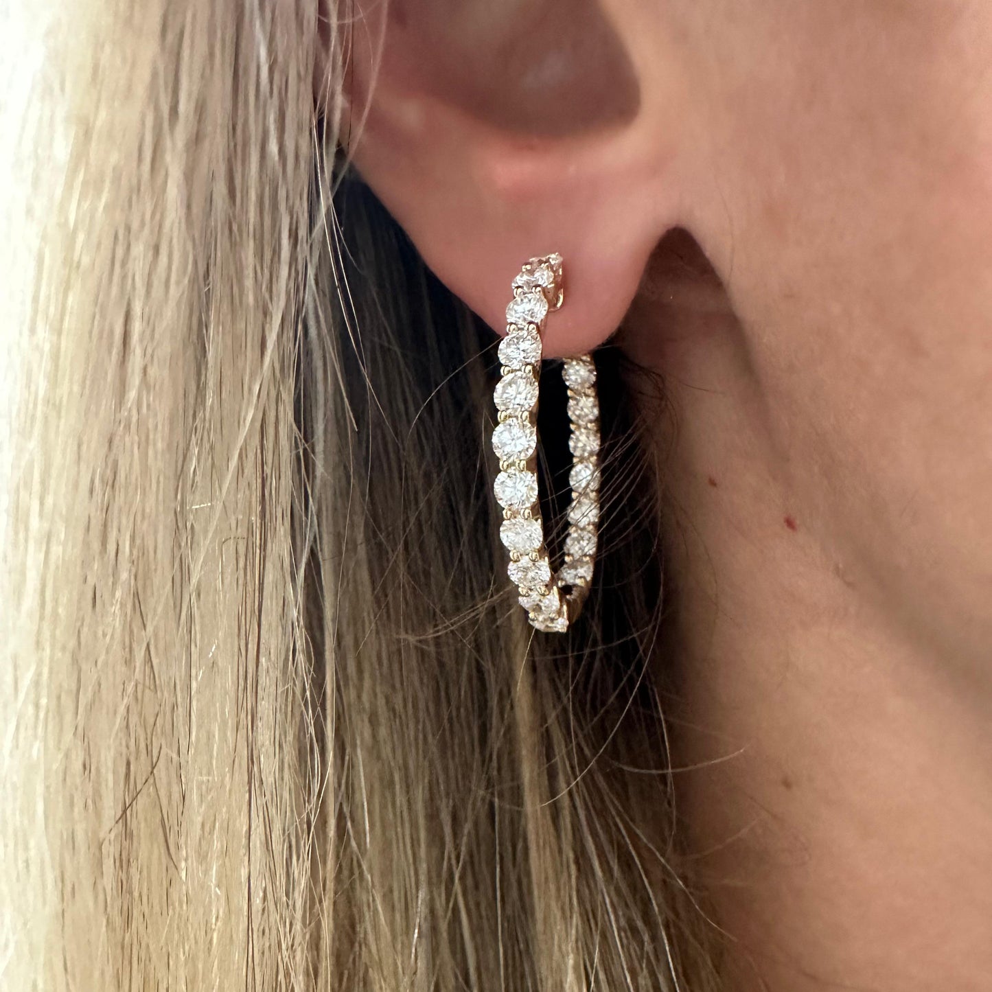 4.58 cttw Inside Out Yellow Gold Oval Hoops