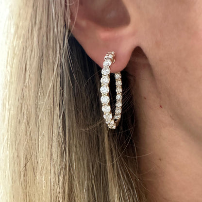 4.58 cttw Inside Out Yellow Gold Oval Hoops