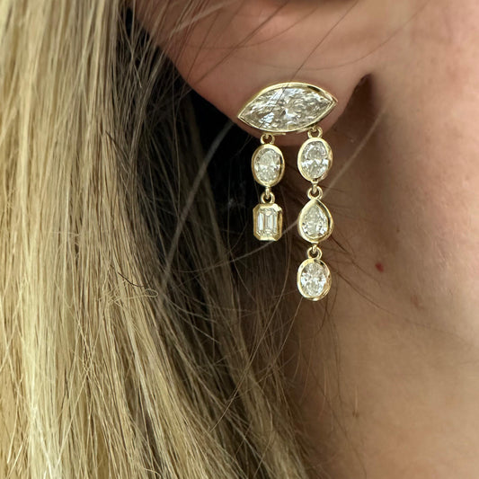 3.83 cttw Bezel East West Marquis With 2 Drops