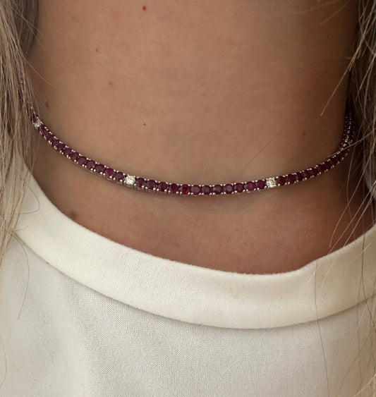7.5 cttw halfway ruby tennis necklace