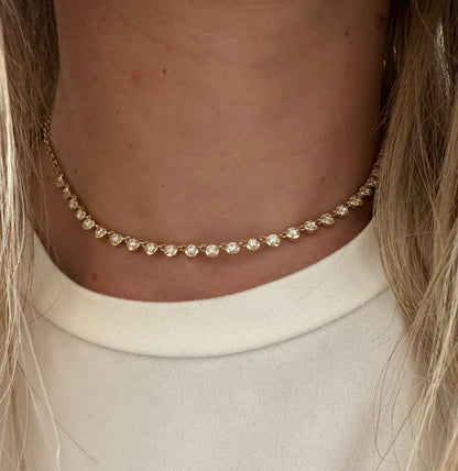 1.59 cttw halfway round bezel tennis necklace