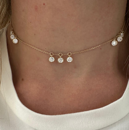 2 cttw necklace with hanging bezel rounds