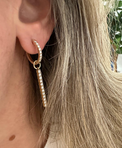 .84 cttw yellow gold pave huggy hanging earrings